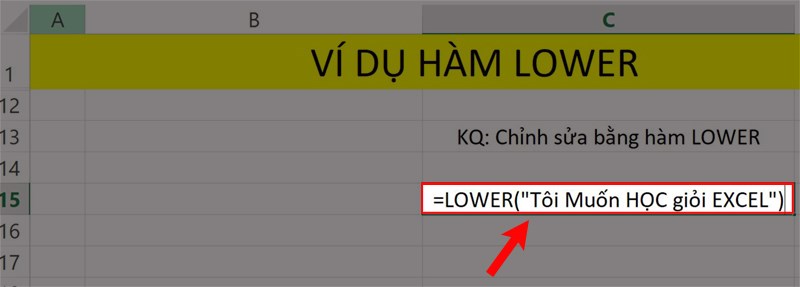 Ví dụ cho hàm LOWER trong Excel