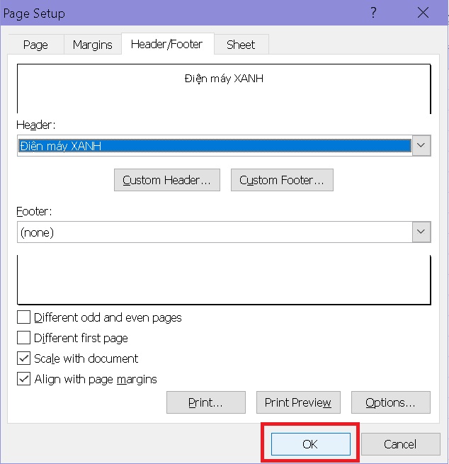 Cách tạo Header và Footer trong Excel