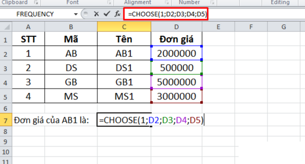 Cách sử dụng hàm Choose trong Excel cơ bản nhất