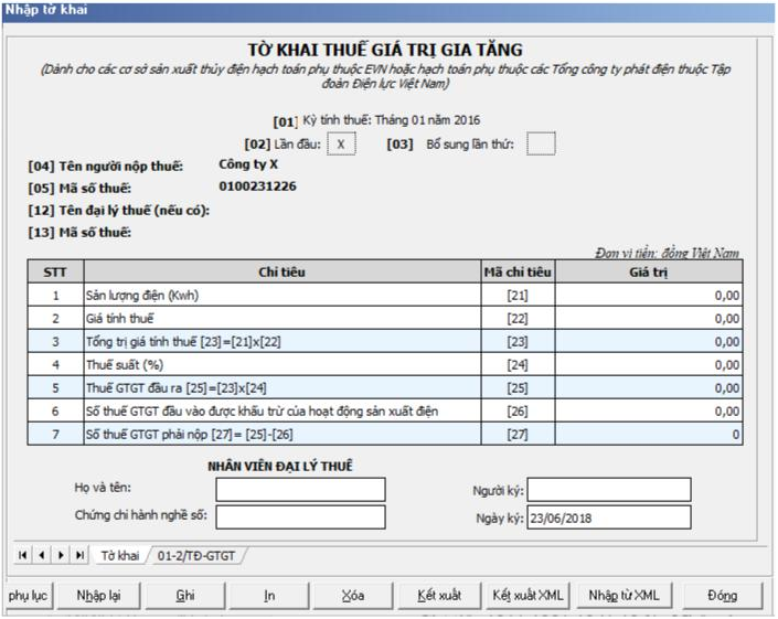 Hướng dẫn Khai thuế GTGT đối với đơn vị thủy điện hạch toán phụ thuộc trên HTKK