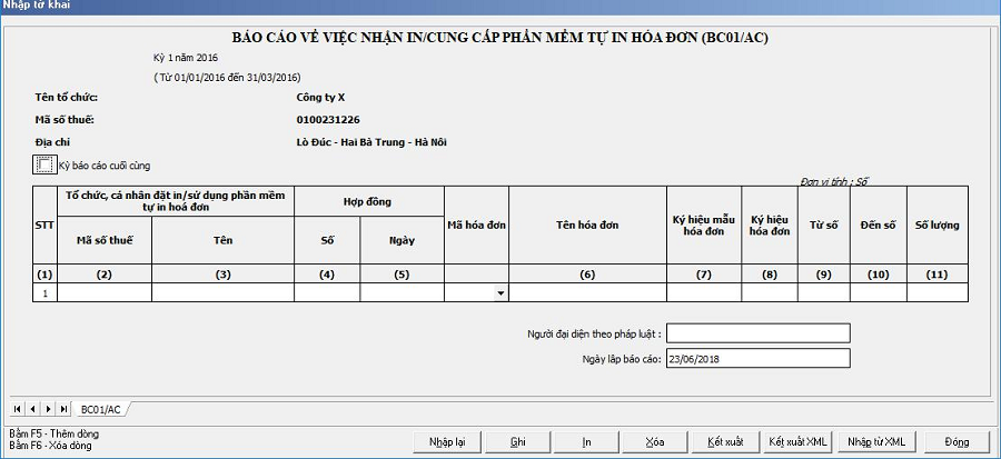 Hướng dẫn tạo báo cáo nhận in hóa đơn trong HTKK