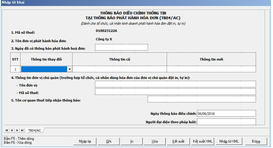 thủ tục thay đổi thông tin (TB04/AC)