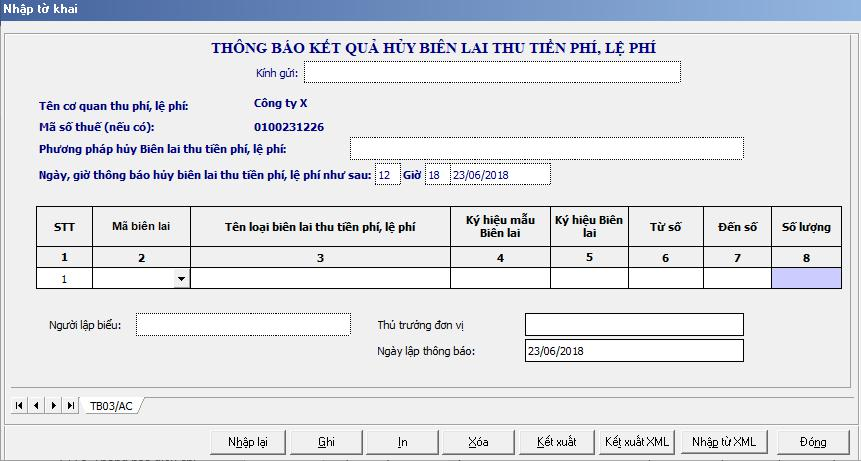 Hướng dẫn lập thông báo kết quả hủy biên lai thu phí, lệ phí